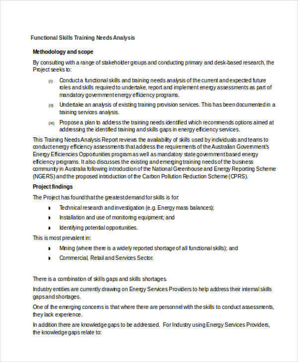 Functional Training Needs Analysis2