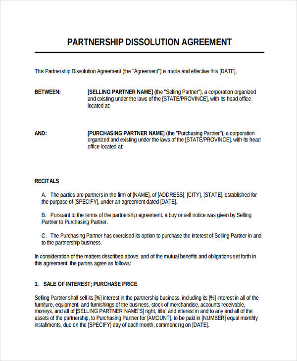 General Partnership Dissolution Agreement