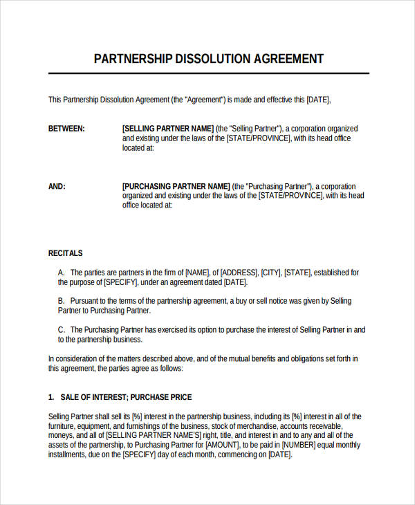 general agreement letter dissolve   Maggi.locustdesign.co partnership letter