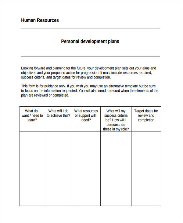 Hr Personal Development Plan