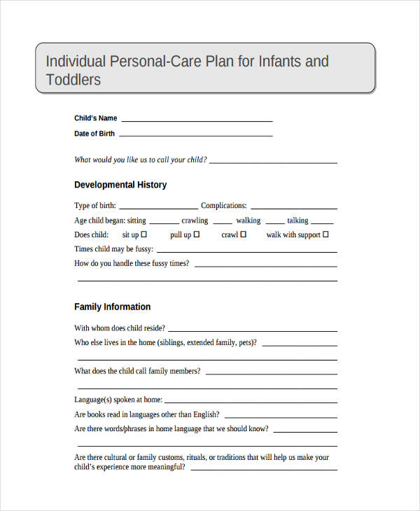 individual personal care plan