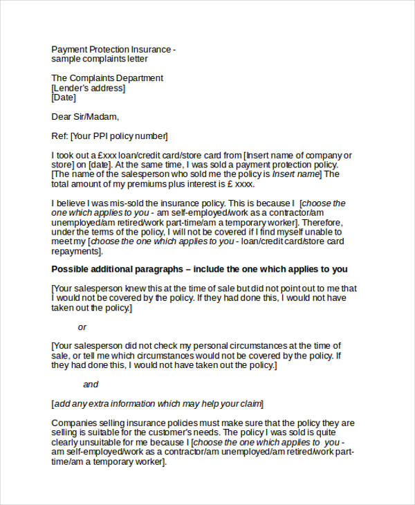 sample letter of complaint to supplier