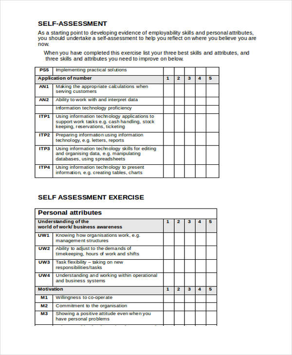 Self Assessment Examples 46 Samples In Pdf Doc Examples