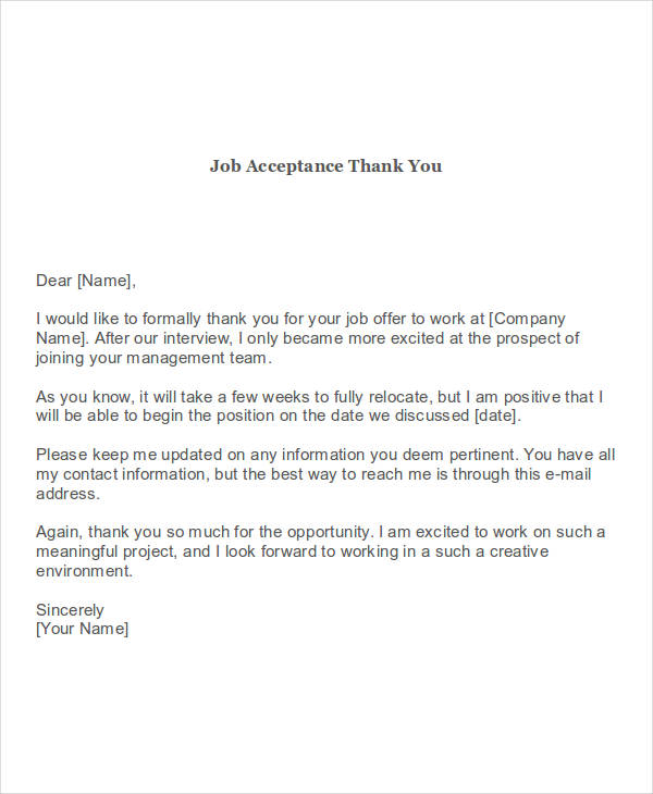 Thank You Letter For The Job Offer from images.examples.com