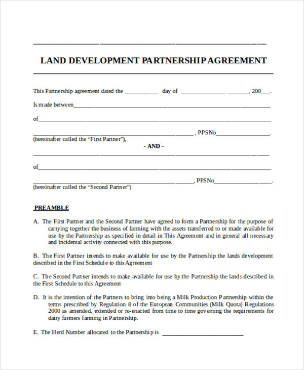 Land Development Partnership Agreement