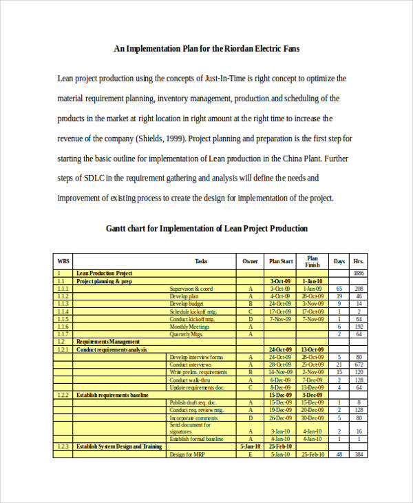 Lean Project Implementation Plan