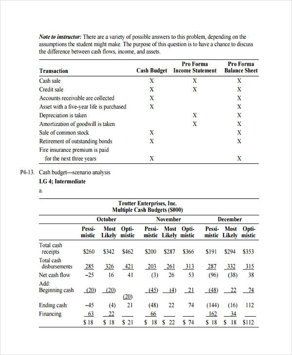 Manufacturing Pro Forma Income Statement