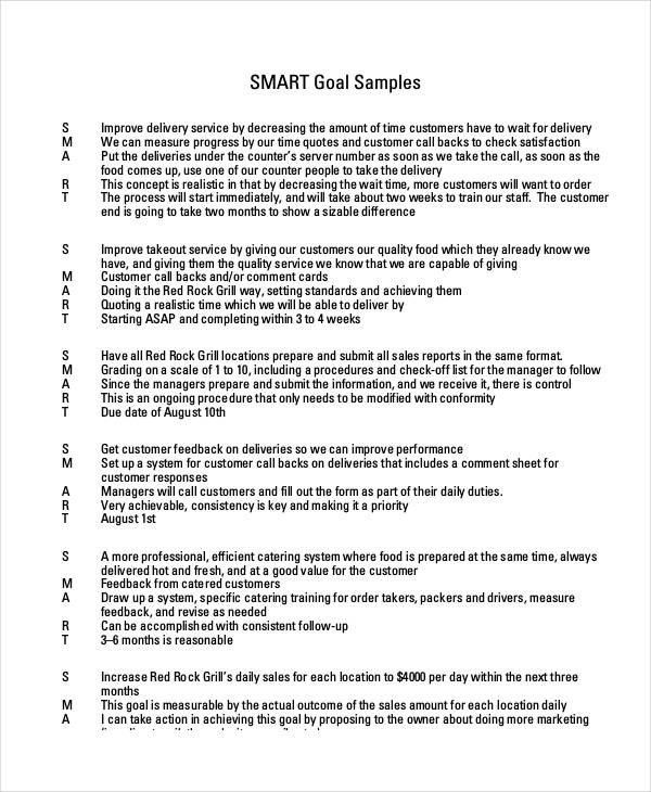 examples of customer service smart goals