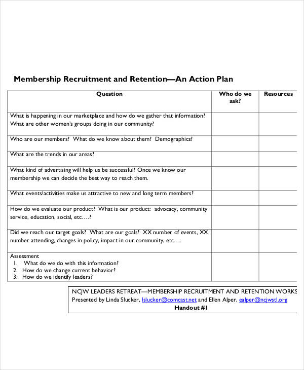 membership recruitment action plan