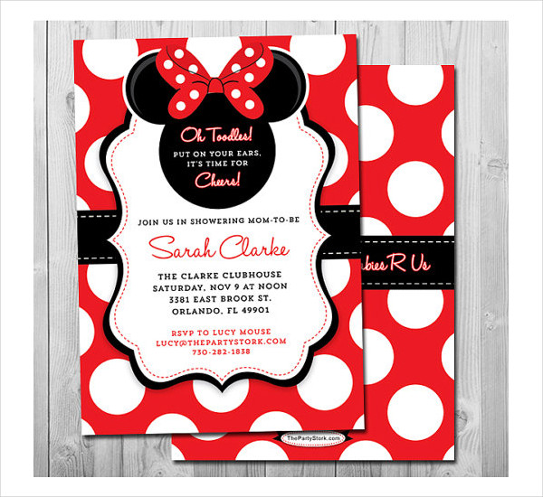 minnie mouse printable baby shower invitation