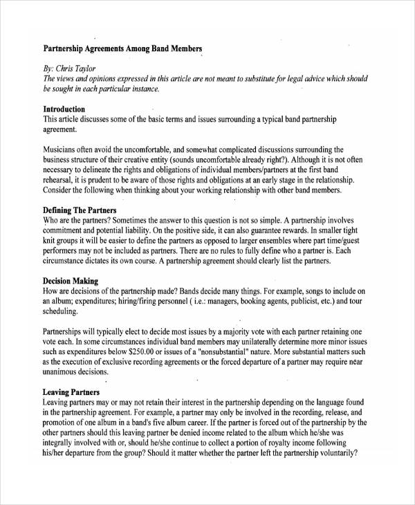 Partnership Agreement 60  Examples DOC Google Docs Word Pages PDF