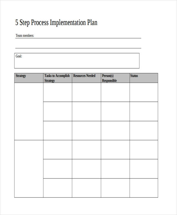 new process implementation plan