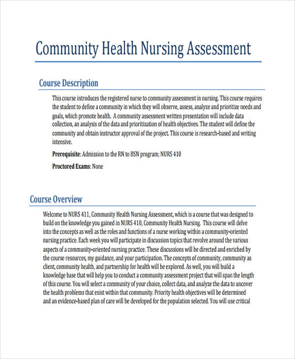 health needs assessment assignment