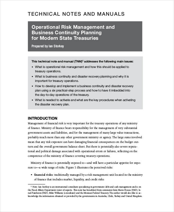 operational risk action plan
