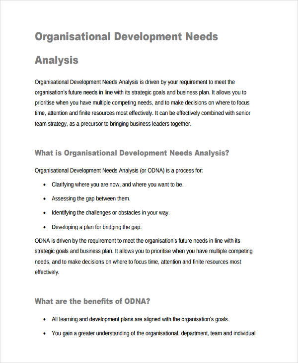 organizational development needs analysis