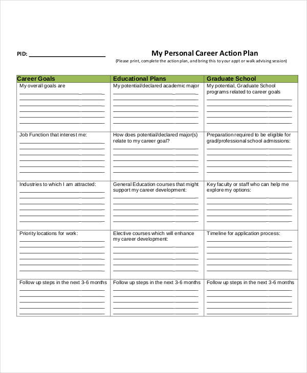 Personal Career Action Plan