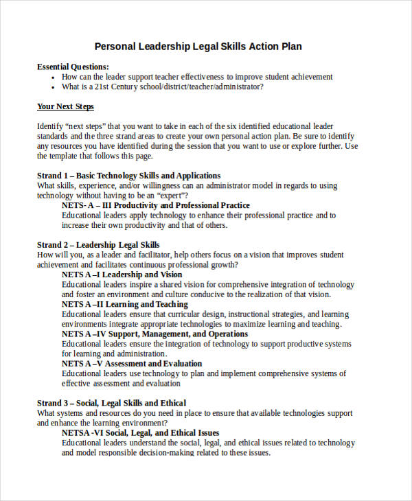 personal legal skills action plan