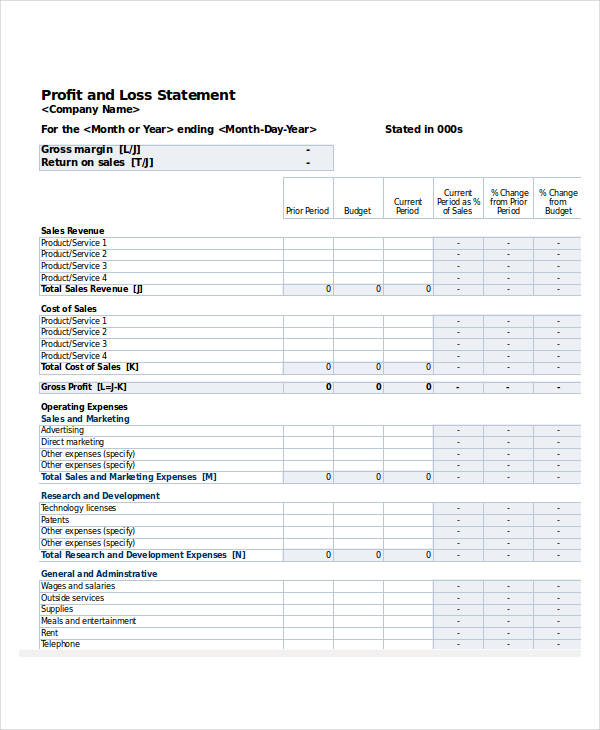 personal monthly income statement template excel