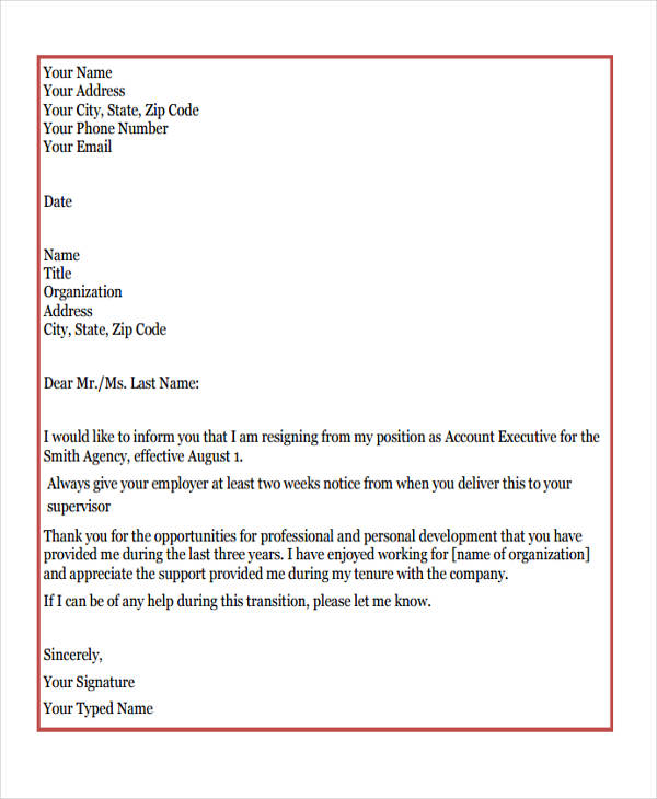 FREE 21+ Two Weeks Notice Letter Examples & Samples in Google Docs | Word | Pages | PDF | Examples