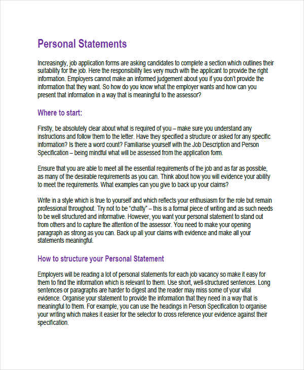 personal statement uk