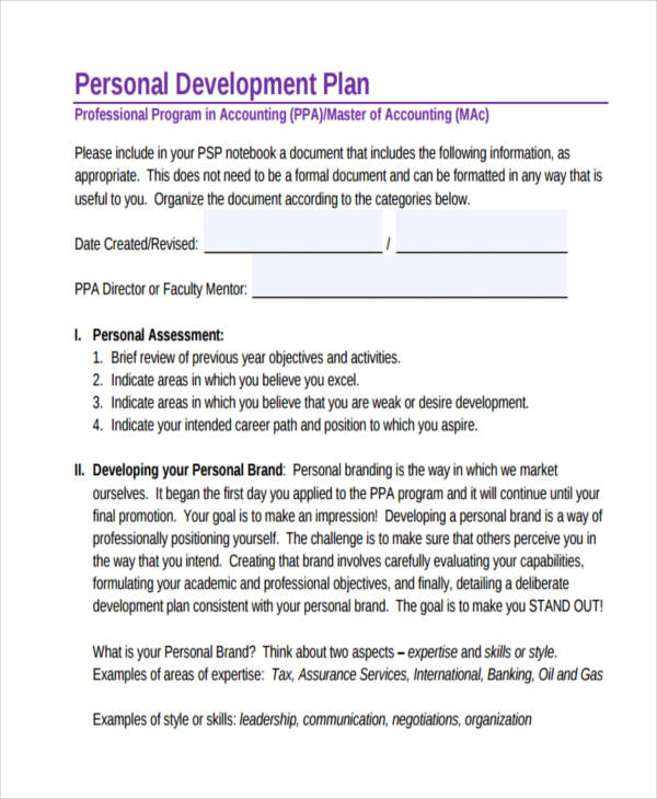 Professional Personal Development Plan