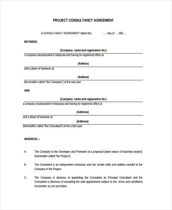 project management consulting agreement