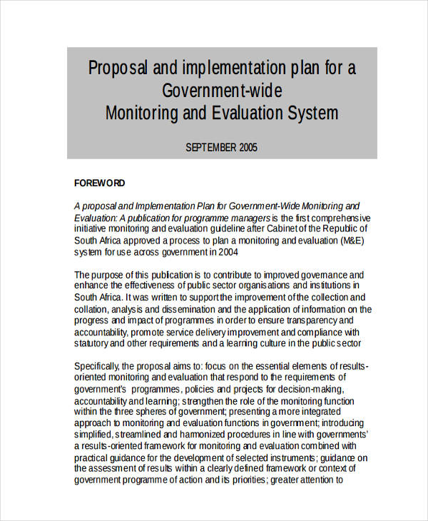 project proposal implementation plan