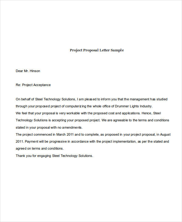 project proposal letter sample