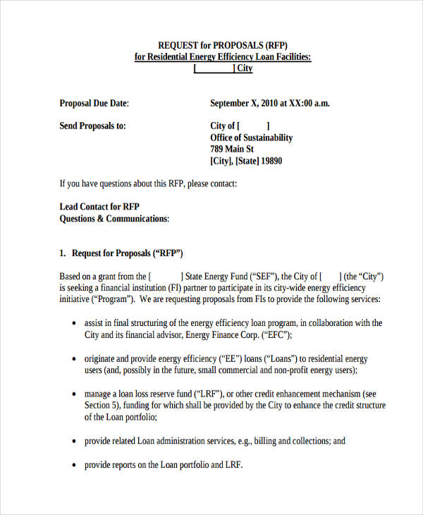 Request For Proposal Templates | 10+ Free Printable Word & PDF Formats