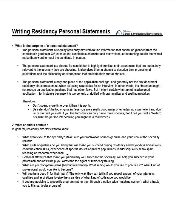 personal statement examples general