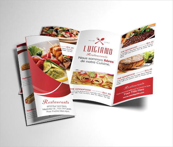 restaurant menu tri fold brochure