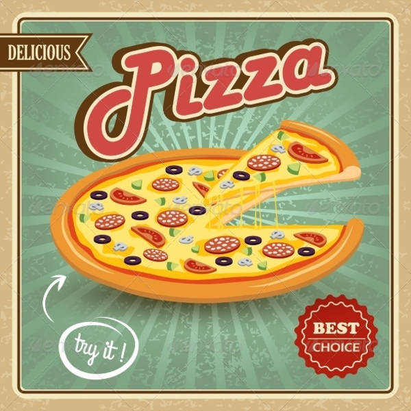 retro pizza advertising poster