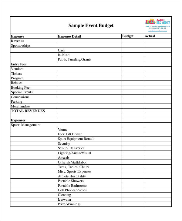 free download event planner budget template word