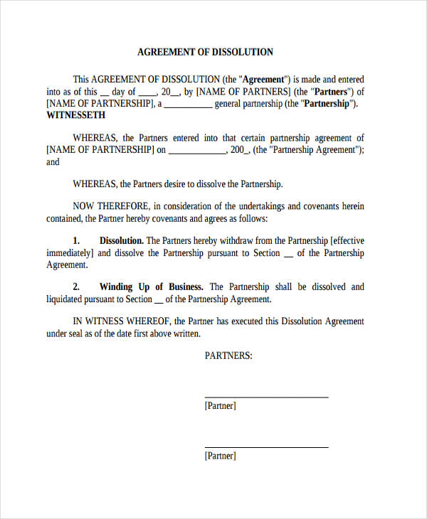 Partnership Termination Agreement Template PDF Template