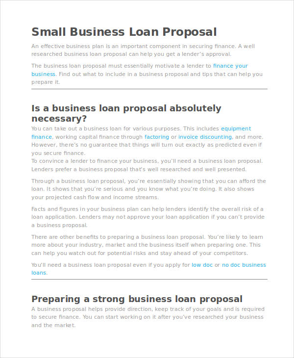 business plan for small business loan