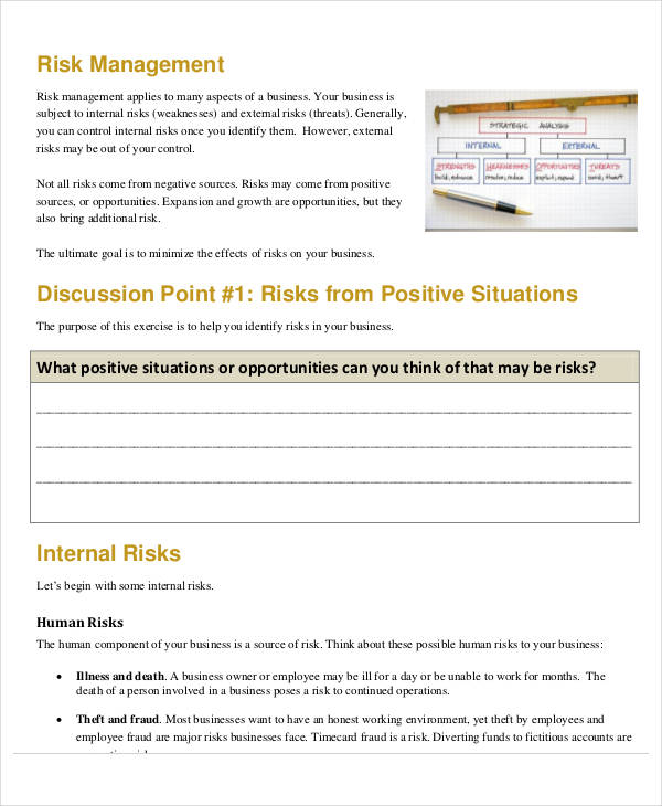 example of critical risk in business plan