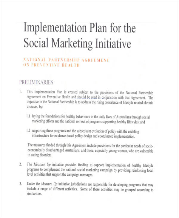 Social Marketing Implementation Plan