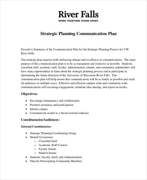 strategic planning communication plan