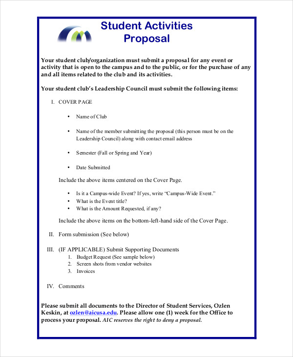 44 Project Proposal Examples PDF Word Pages   Student Council Project Proposal 