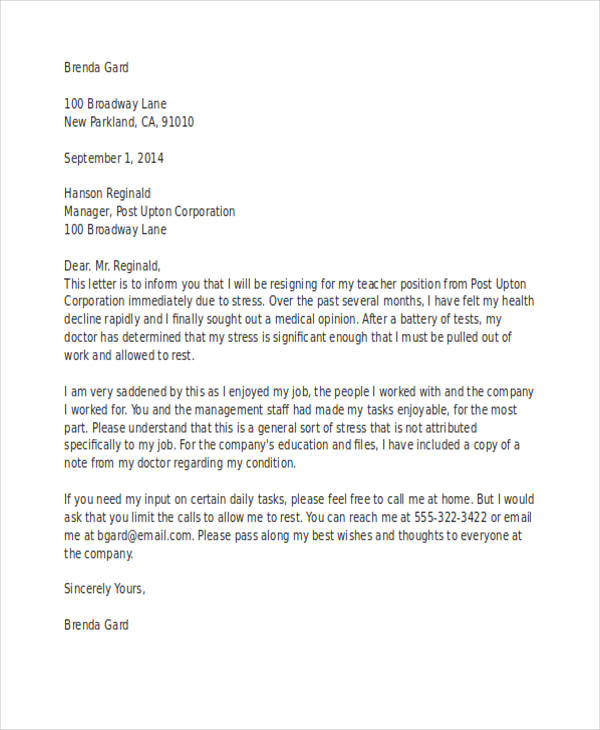Resignation Letter Due To Health And Stress from images.examples.com