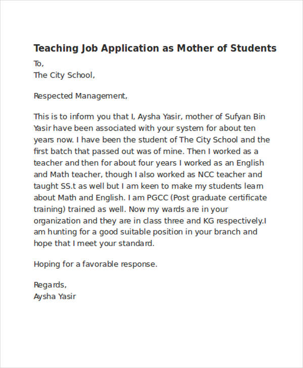 how to write application letter for a teaching