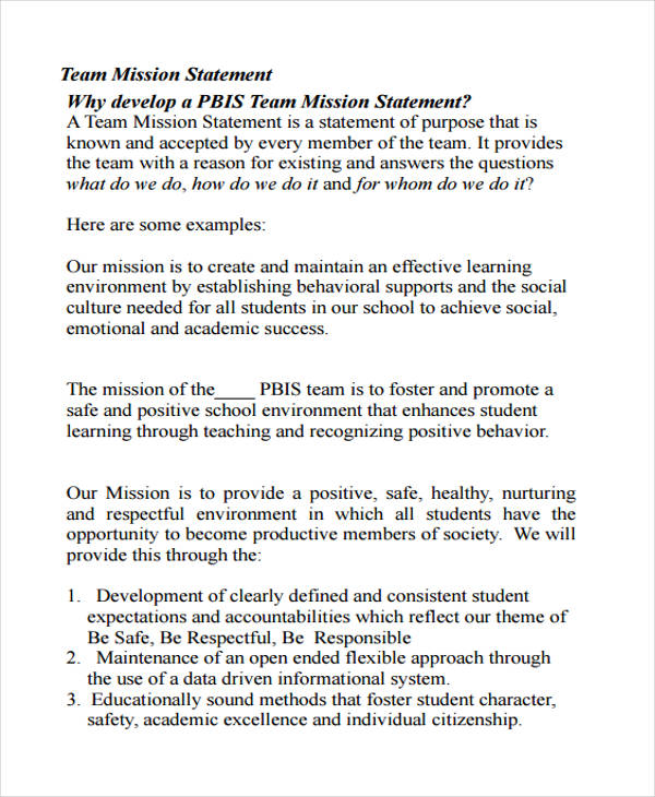 examples of mission statements