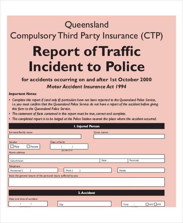 Traffic Incident Police Report