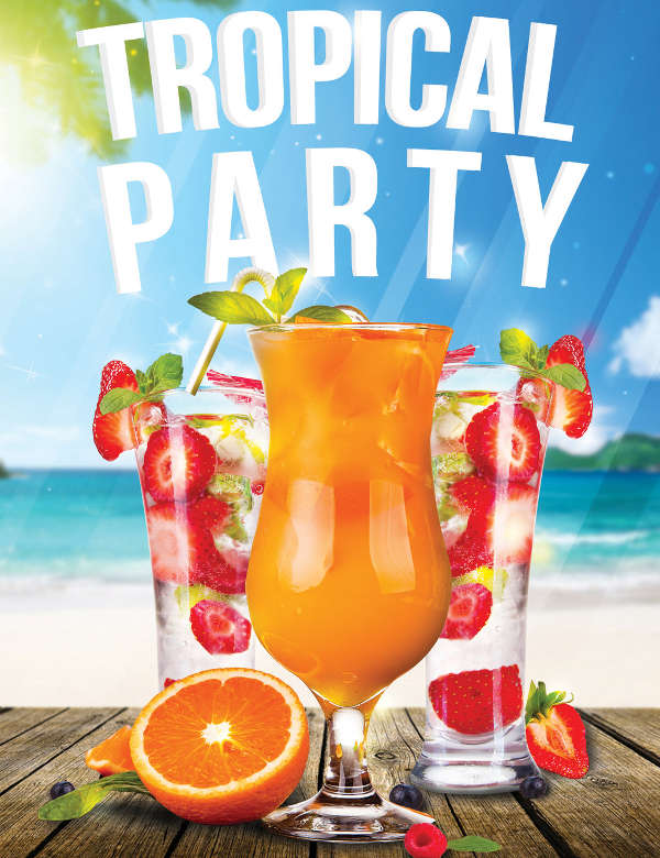 -Tropical Cocktail Party Flyer