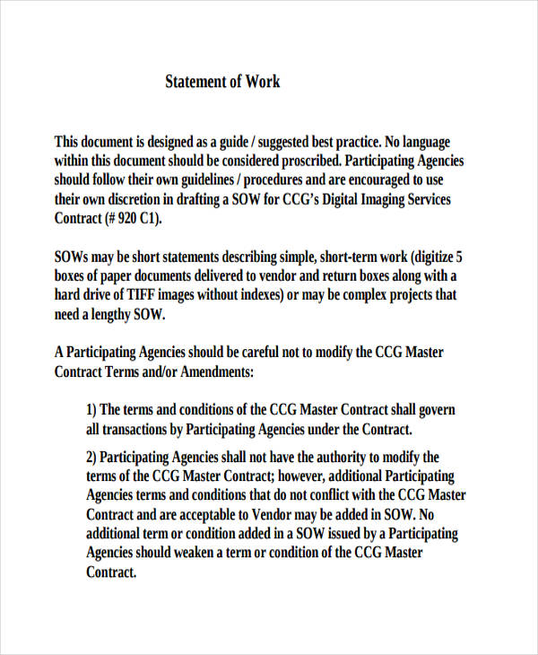 Vendor Statements of Work in PDF