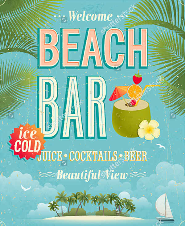 vintage beach bar poster