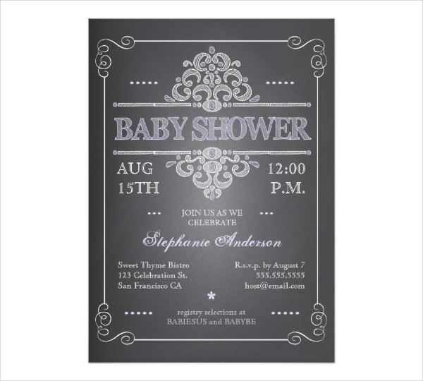 vintage girl baby shower invitation