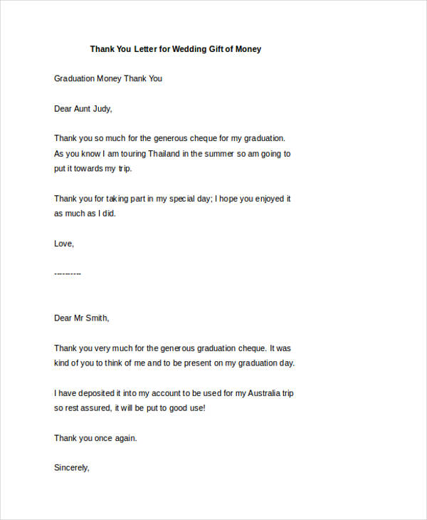 Thank You Letter For Personal Gift Samples Word Excel Templates