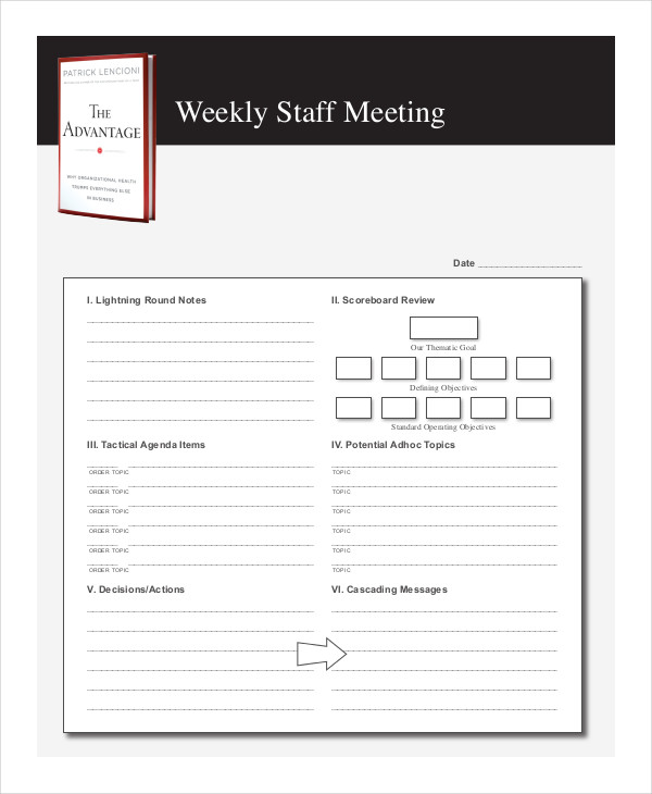 weekly staff meeting agenda