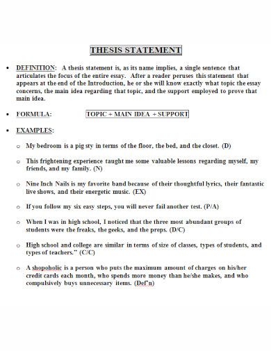 examples of academic thesis statement